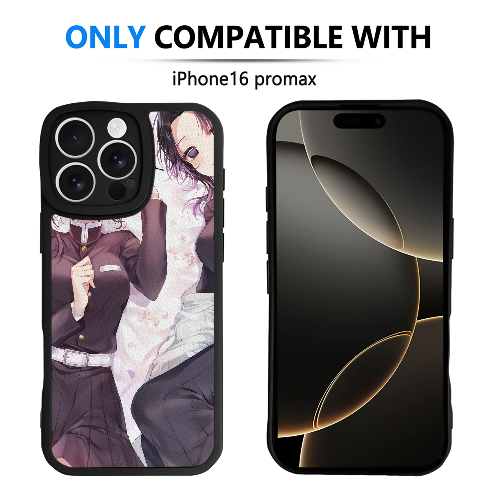 （画像用） 鬼滅の刃（きめつのやいば）蟲柱-胡蝶 しのぶ／こちょう しのぶ Kochou Shinobu 【iPhone 16シリーズ対応】シリコンスマホケース（レザー調） 材質：シリコン